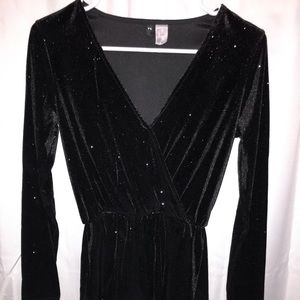 Sparkly black velvet romper